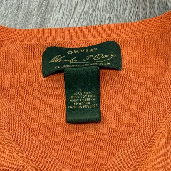 Orvis Signature collection Mens Orange sweater Size large - Picture 3 of 10